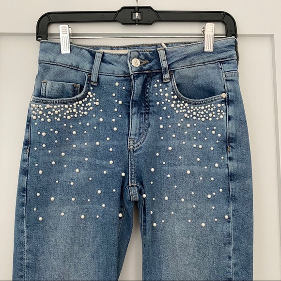 Anthro Pilcro Script High-Rise Pearl Skinny Jeans - Picture 5 of 8